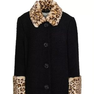 NWT $798 Kate Spade Leopard Animal Fur Collar Sz 4